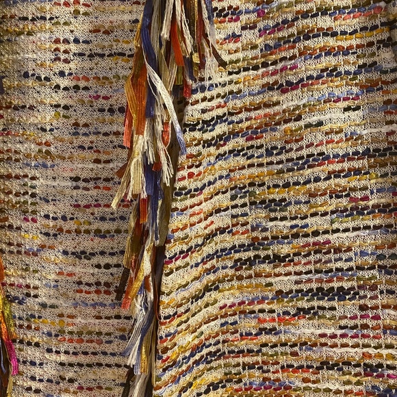 St. John Colorful Multicolor Long Open Cardigan with Fringe Size Petite P - Picture 3 of 4